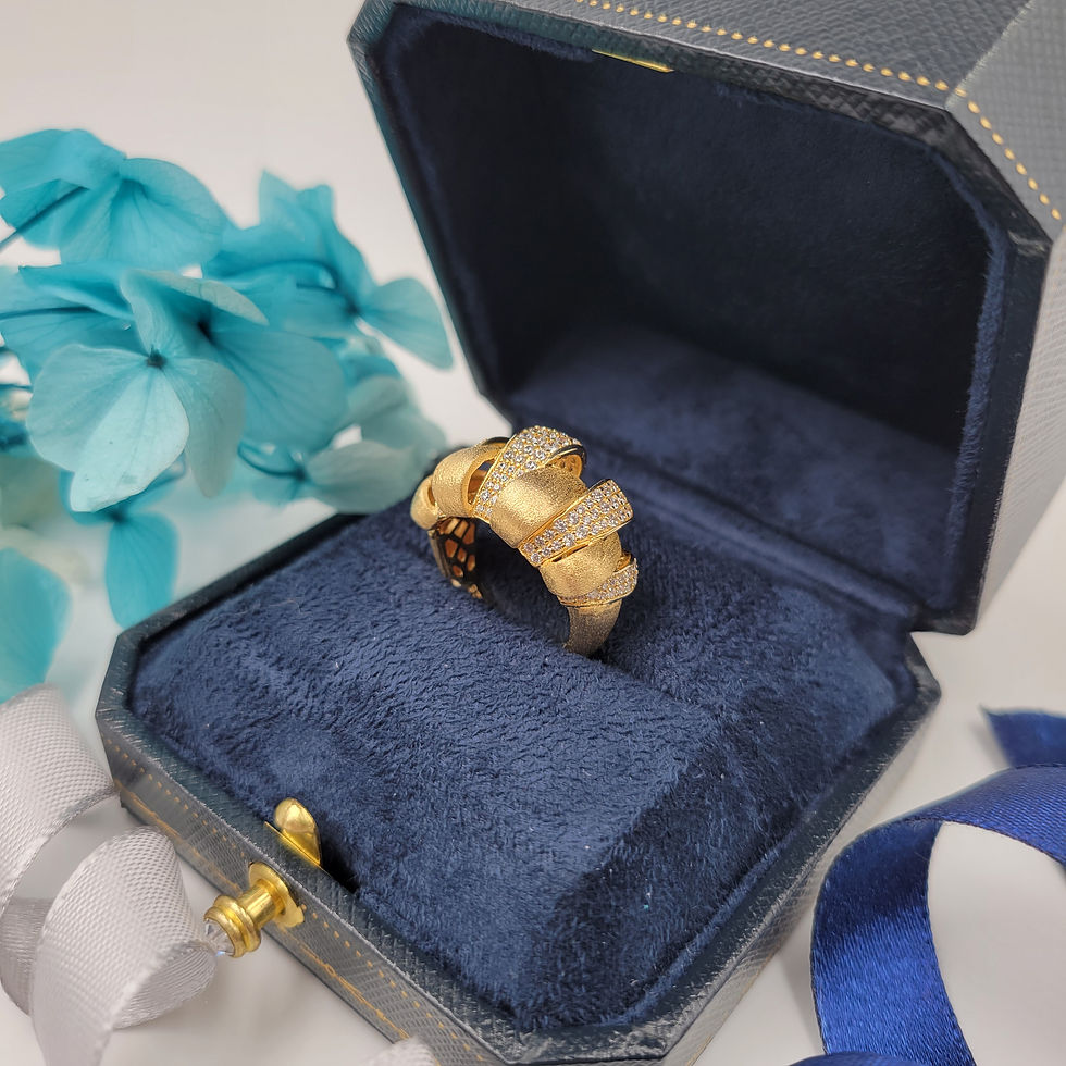 Thumbnail: MR177 - Moissanite Sandblast Unstructured Ribbon Ring - 莫桑石噴沙不規則蝴蝶結戒指