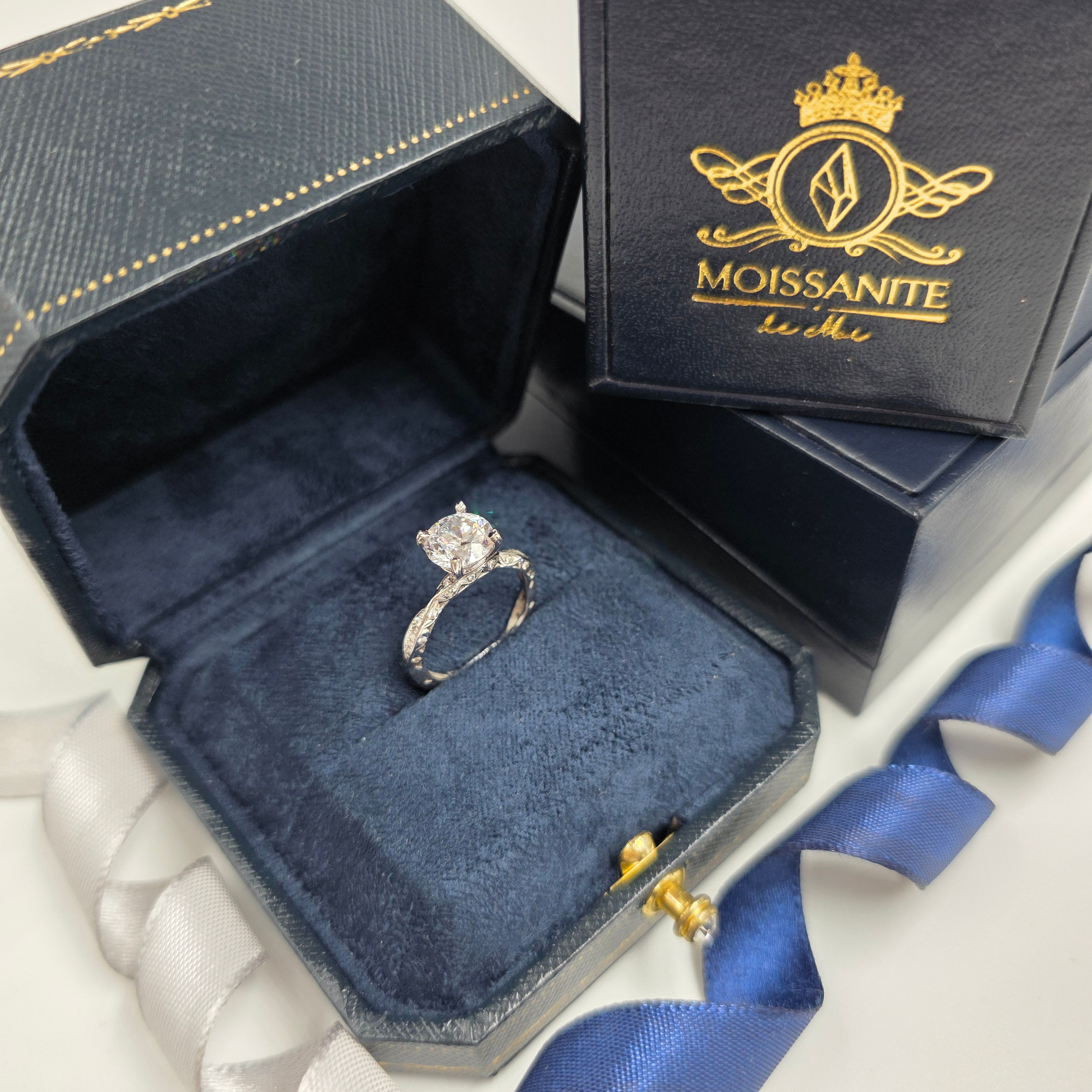 MR82 - 2 Carat Round Cut Moissanite Celestial Grace Solitaire Ring