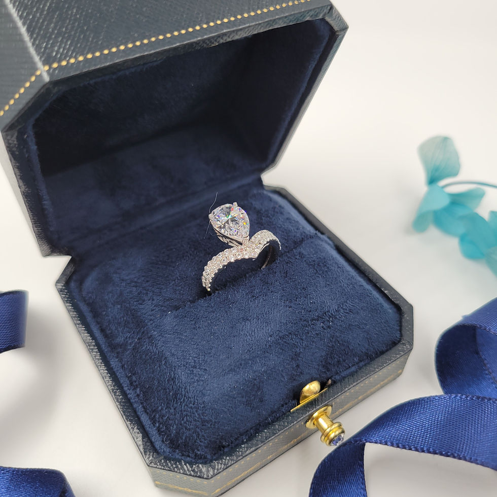 MR18 - 2 Carat Pear Cut Double V Shape Band Ring - 2卡梨形V形莫桑石戒指