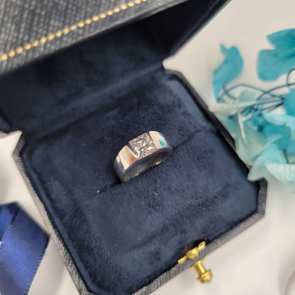 MR247- 1 Carat Princess Cut Moissanite Band - 1卡公主方莫桑石戒指