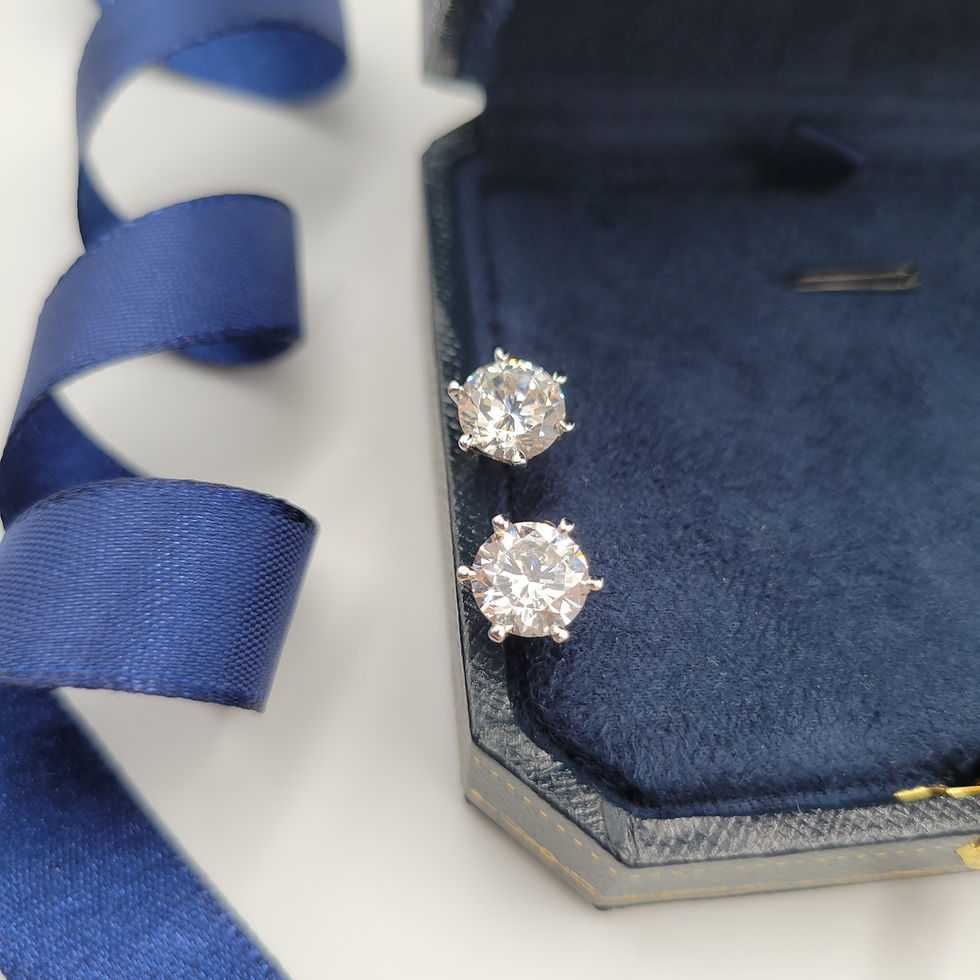 Thumbnail: ME53 - 4 Carat Round Cut Moissanite Stud Earrings - 4卡圓形莫桑石耳釘