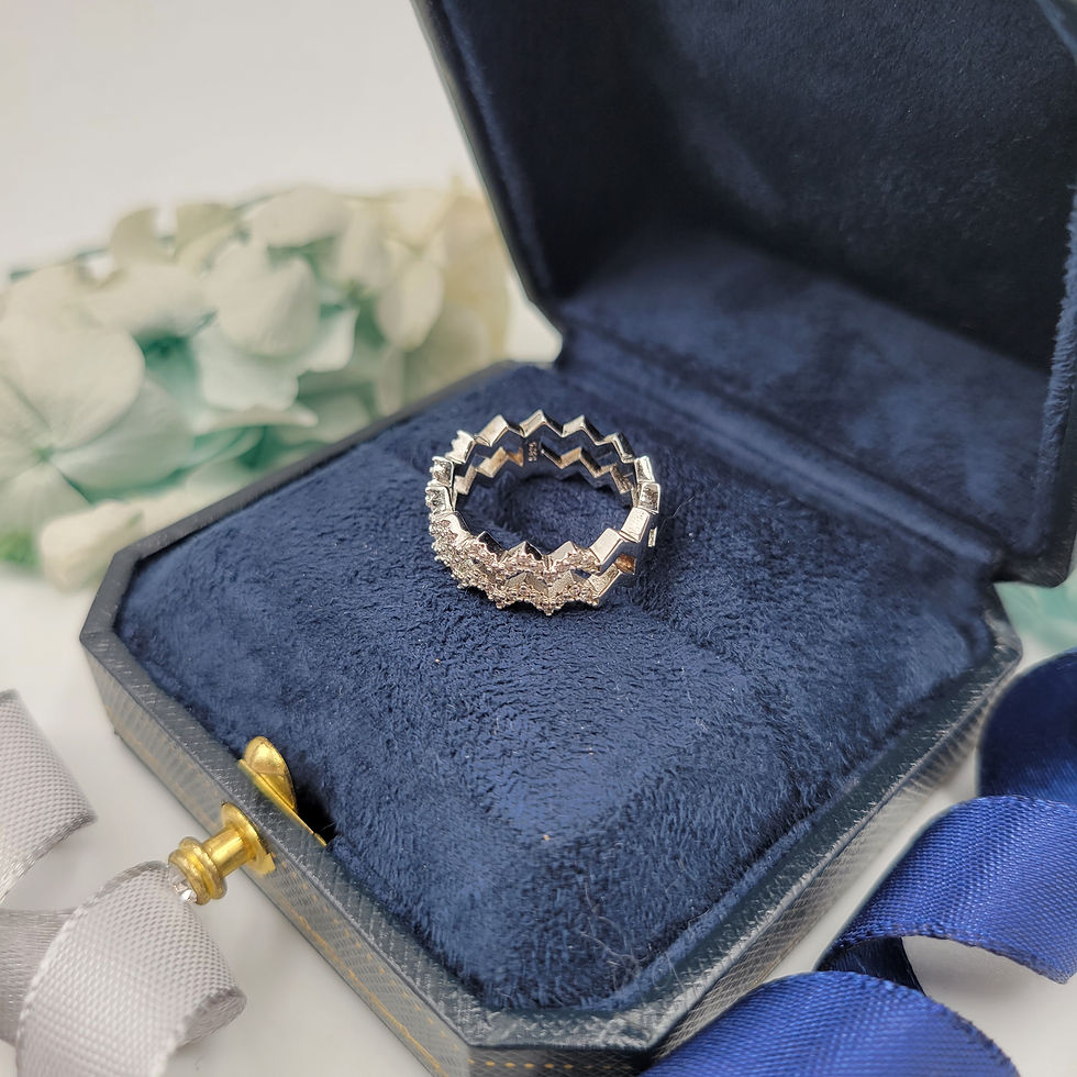 Thumbnail: MR316 - 0.56 Carat Round Cut Moissanite Zigzag Ring - 56份圓形莫桑石鋸齒形戒指