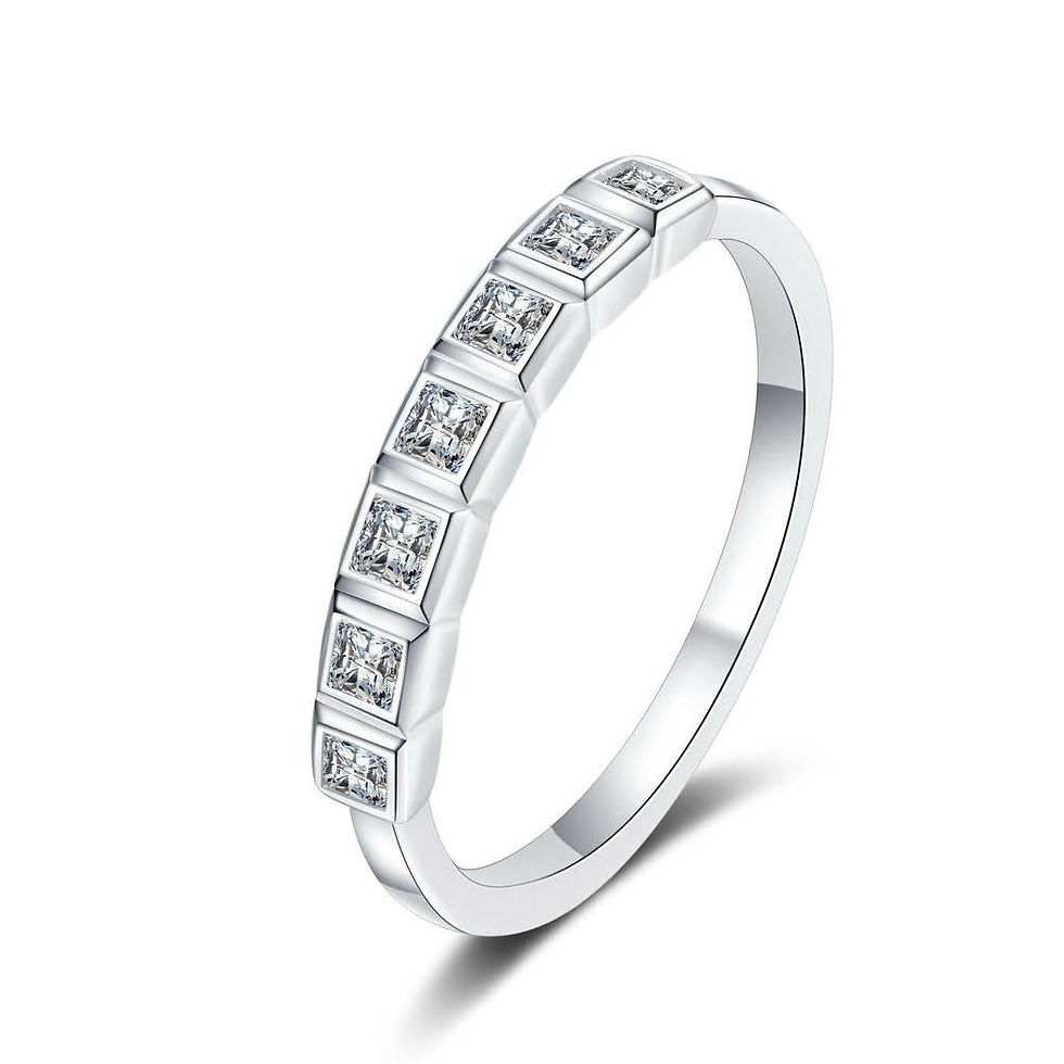 MR248 - 0.7 Carat Princess Cut Moissanite 7-stone Band - 70份公主方莫桑石七石排戒