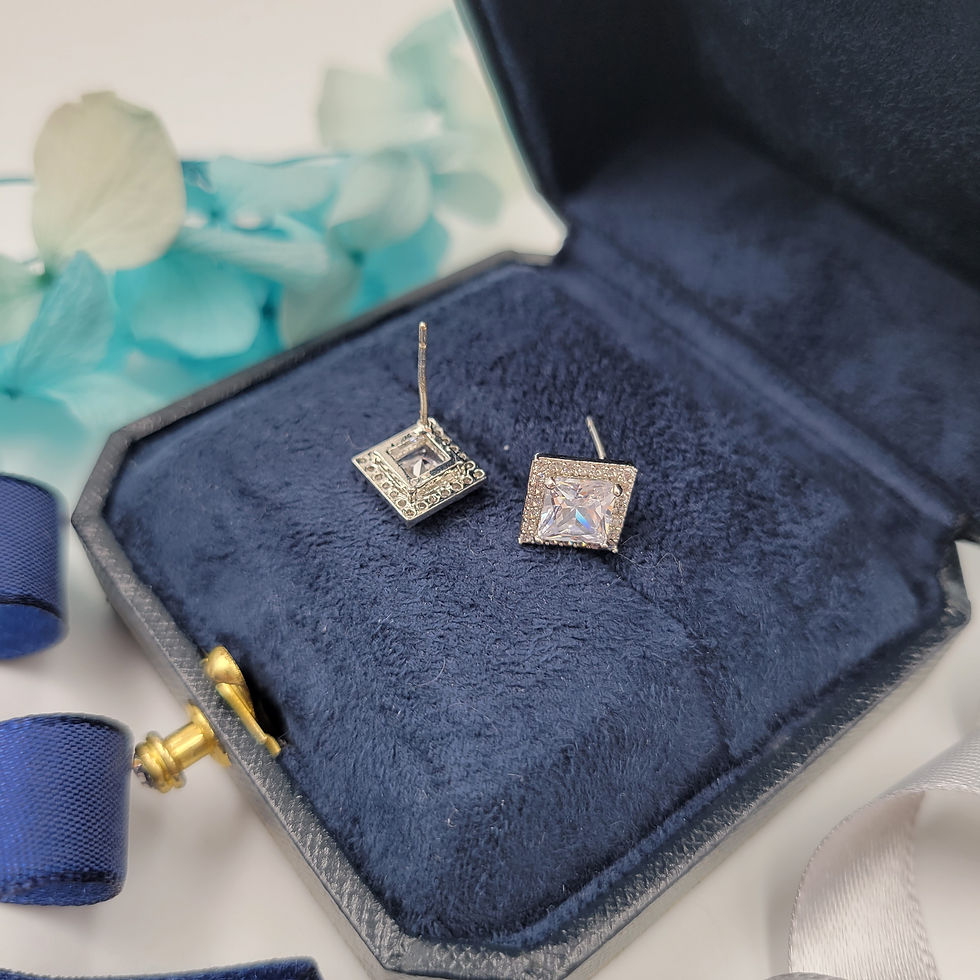 Thumbnail: ME56 - 3 Carat Princess Cut Moissanite Stud Earrings - 3卡公主方莫桑石圍石耳釘