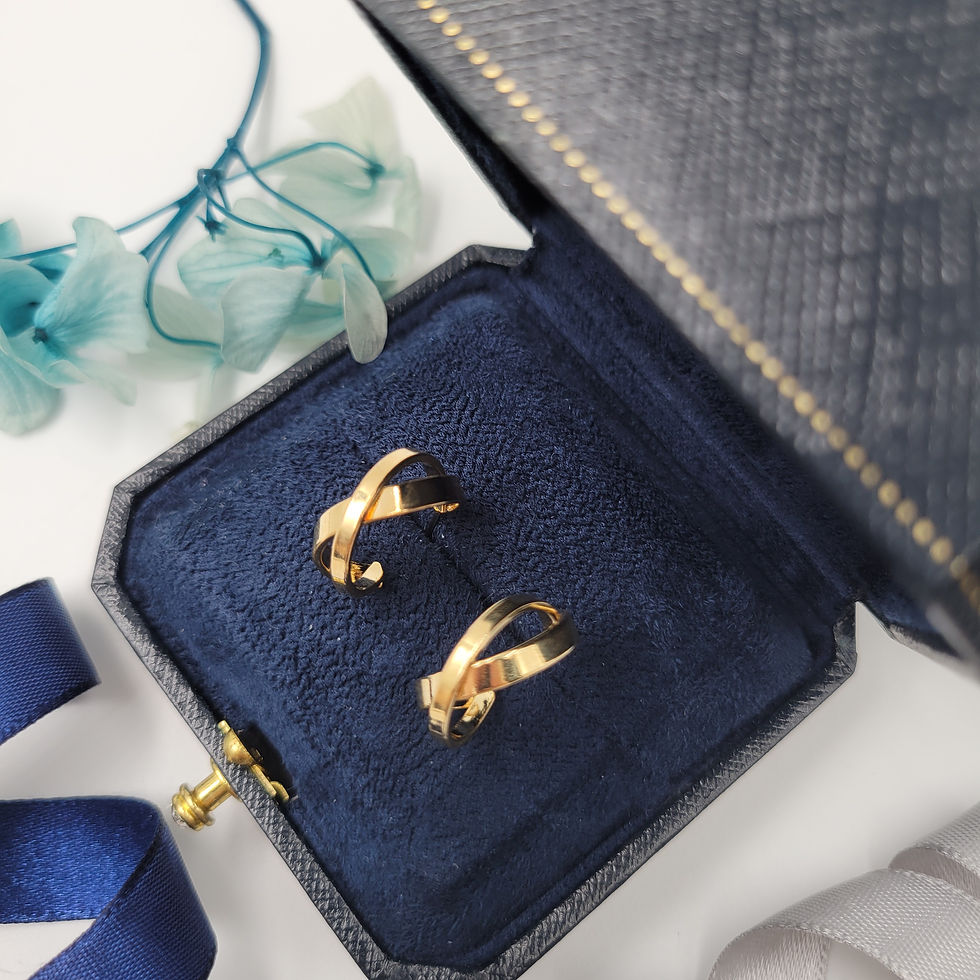 Thumbnail: ME91 - Yellow Gold Plated Cross Earrings - 黃金色交叉耳環
