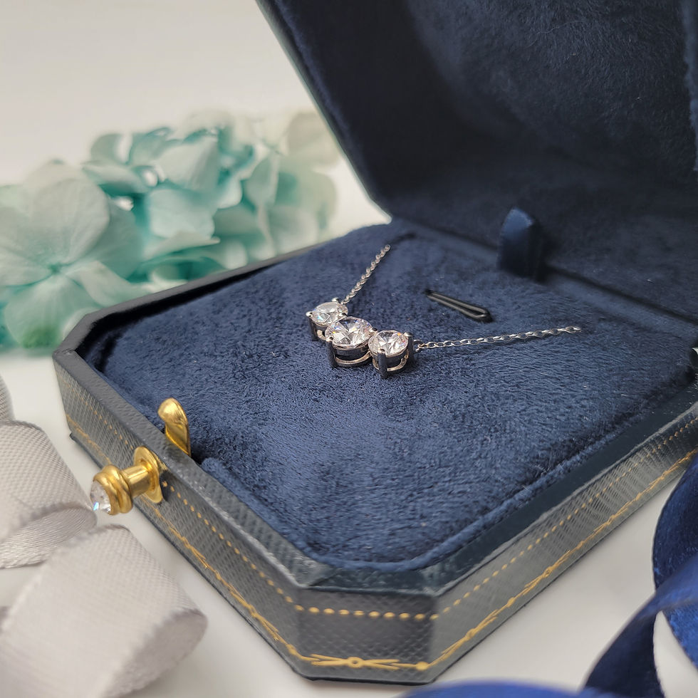 Thumbnail: MN89 - 2 Carat Round Cut Moissanite Three-stone Necklace - 2卡圓形莫桑石三石頸鏈