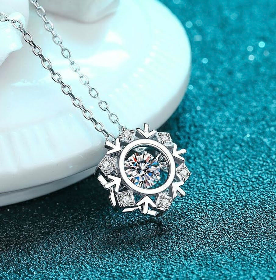 Thumbnail: MN95 -0.5 Carat Round Cut Moissanite Dancing Stone Necklace - 0.5卡懸浮挑動六芒星頸鏈