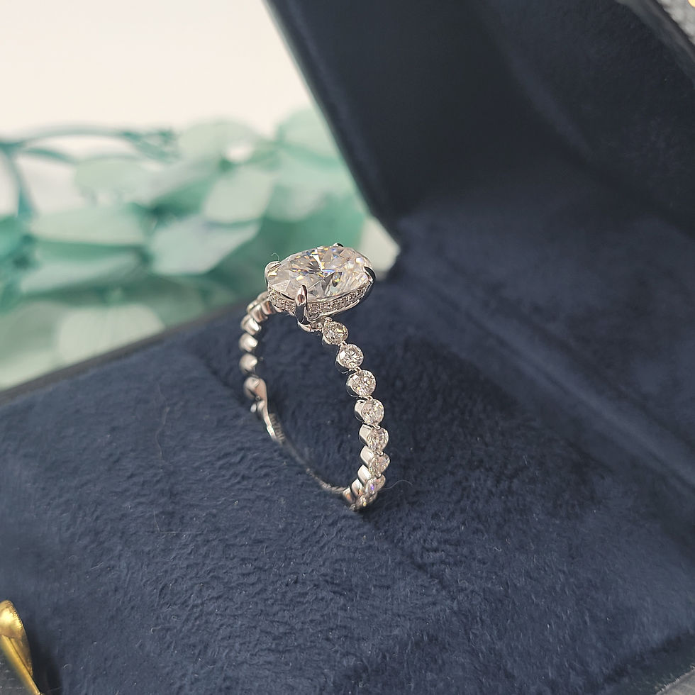 Thumbnail: MR279 - 2.5 Carat Oval Cut Moissanite Hidden Halo Ring