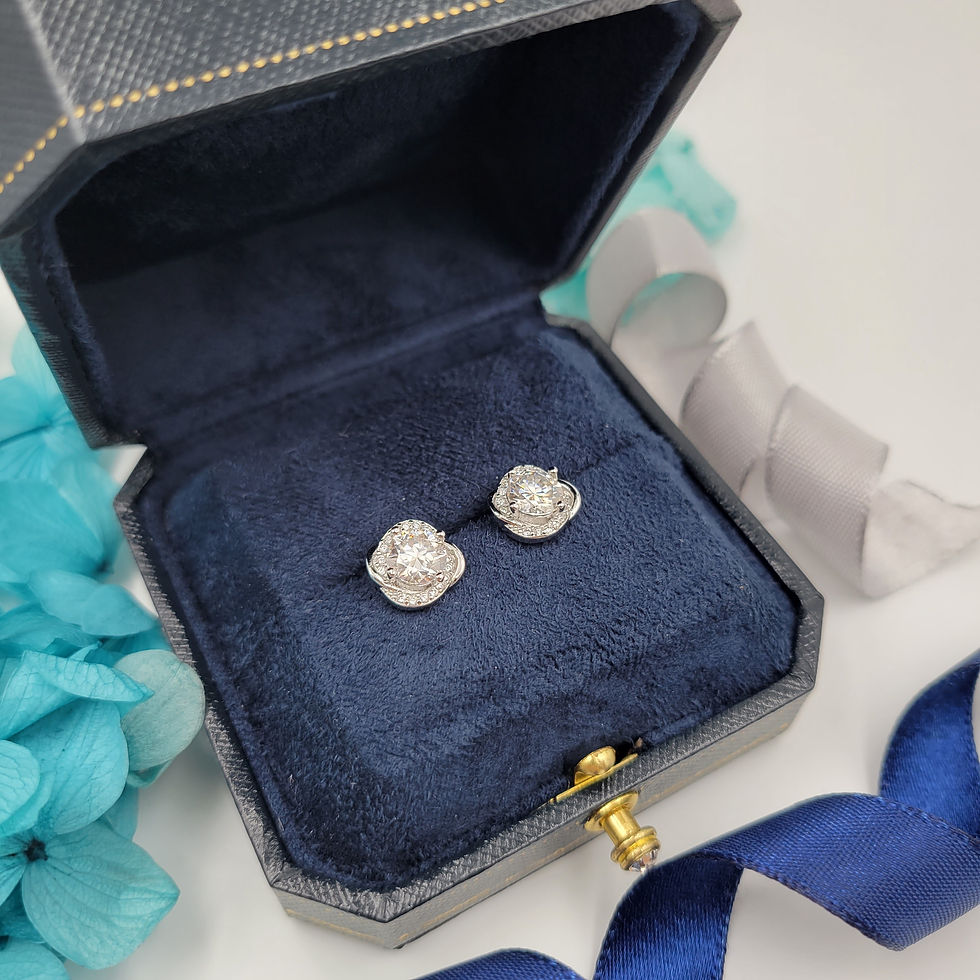 ME118 - 2 Carat Round Cut Moissanite Flower Pave Stud Earrings - 2卡圓形莫桑石花形伴鑽耳釘