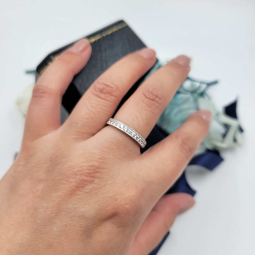 Thumbnail: MR314 - 0.45 Carat Round Cut Moissanite Vintage Ring Band - 45份圓形莫桑石圍石戒指
