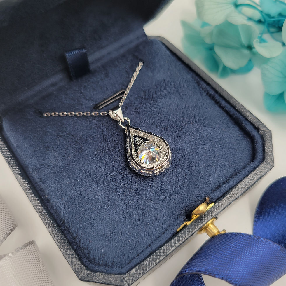 Thumbnail: MN1- 3 ct Round Cut Moissanite Pear-shaped Pendant With Chain  - 3卡圓形莫桑石梨形吊墜連頸鏈