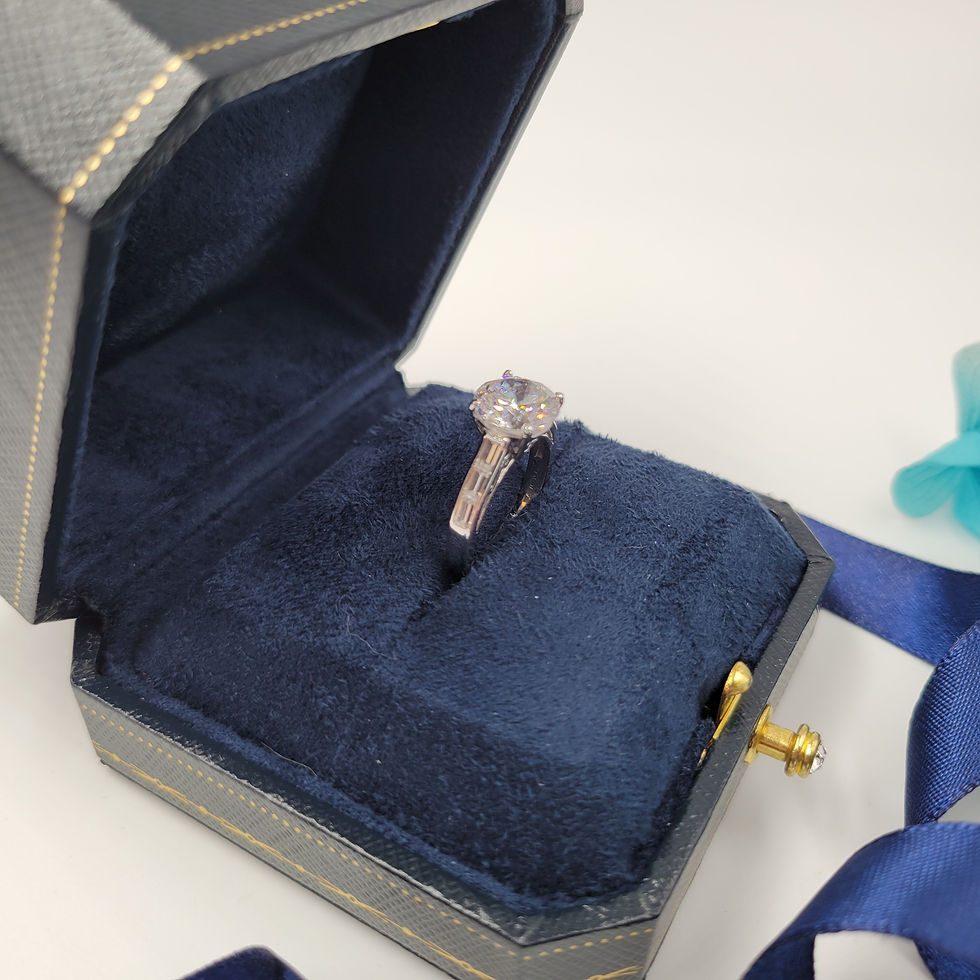 Thumbnail: MR91 -2.75 Carat Round Cut Moissanite Pave Ring - 2.75 卡圓形莫桑石伴祖母綠碎鑽切割戒