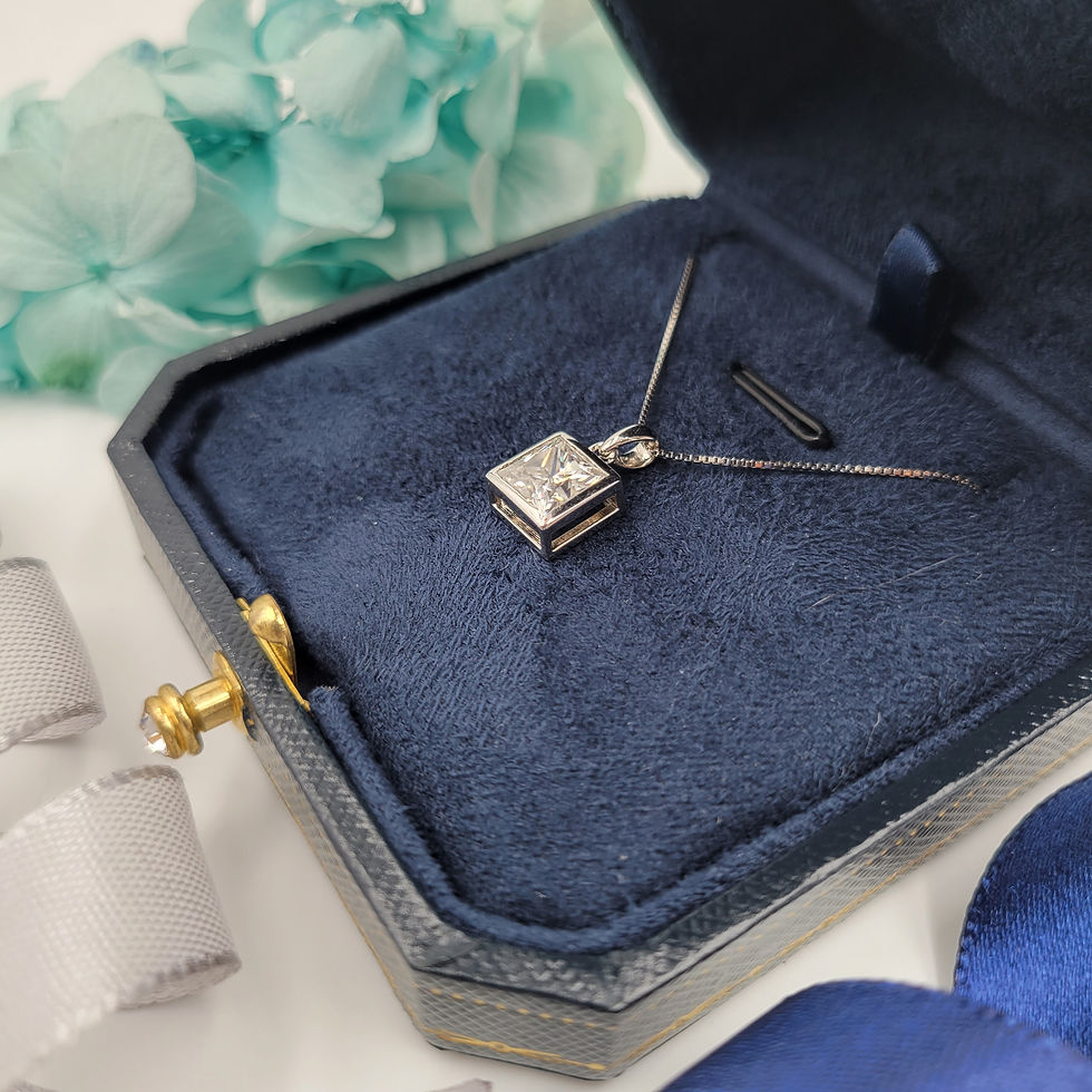 Thumbnail: MN20 - 1.5 Carat Princess Cut Moissanite Pendant With Necklace - 1.5卡公主方莫桑石吊墜連頸鏈