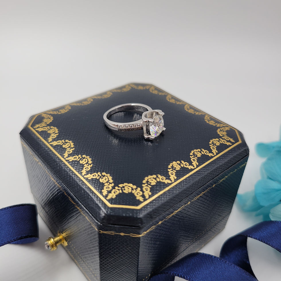 Thumbnail: MR131 - 2 Carat Round Cut Horn Setting Moissanite Ring - 2卡牛角莫桑石戒指