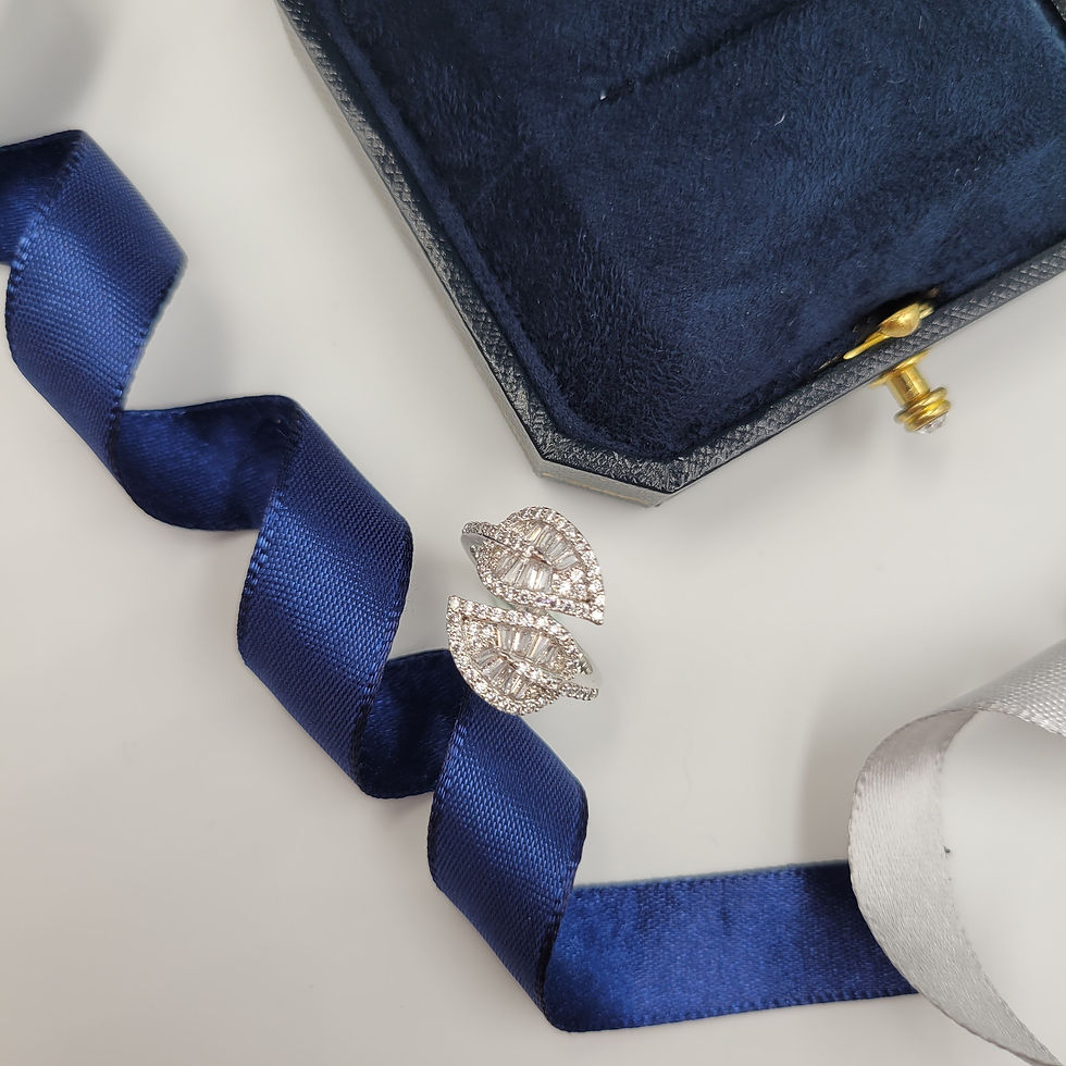 Thumbnail: MR234 - Moissanite Double-leaf Open Ring - 莫桑石樹葉造型開口戒指