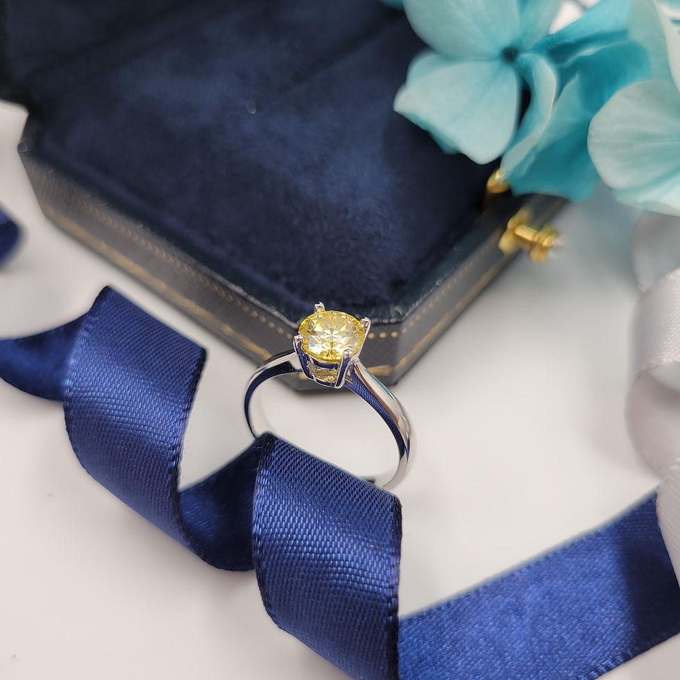 Thumbnail: MR188 - 1 Carat Round Cut Yellow Moissanite Solitaire - 1卡圓形黄色莫桑石戒指