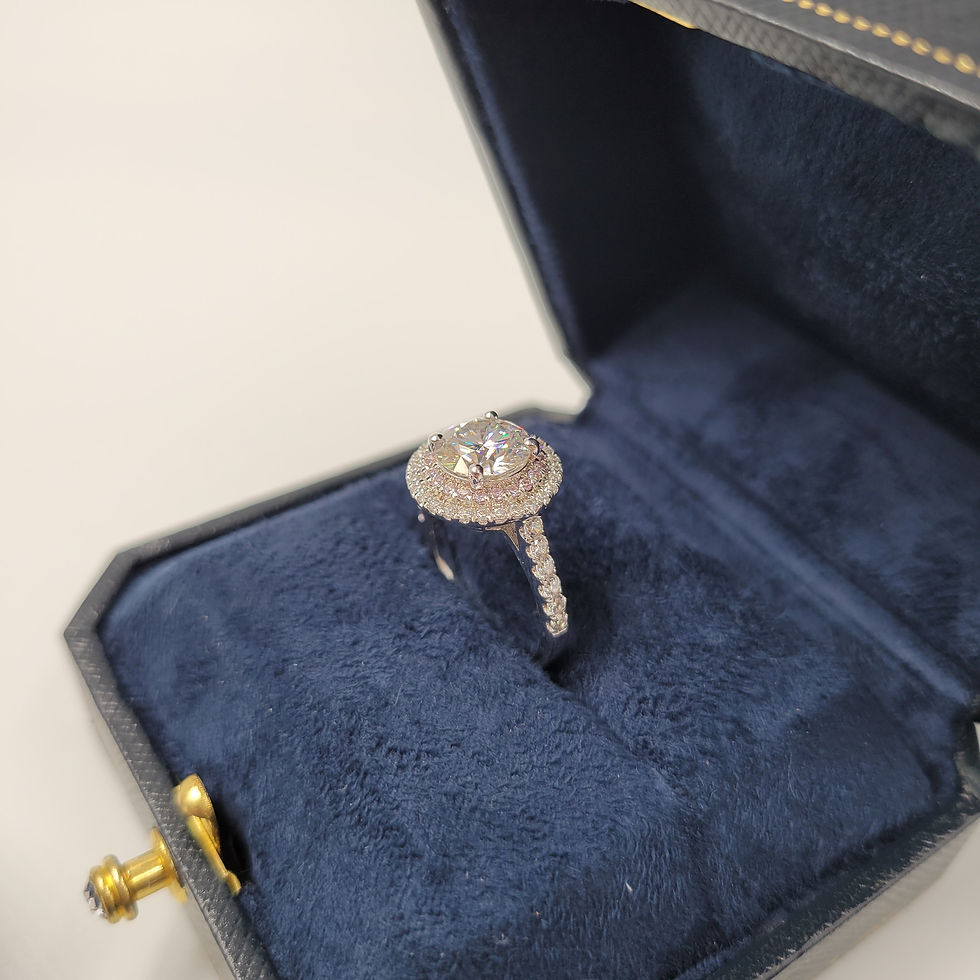 Thumbnail: MR90 - 2 Carat Round Cut Moissanite Double Halo Pave Ring - 2卡 圓形莫桑石雙行圍石戒指