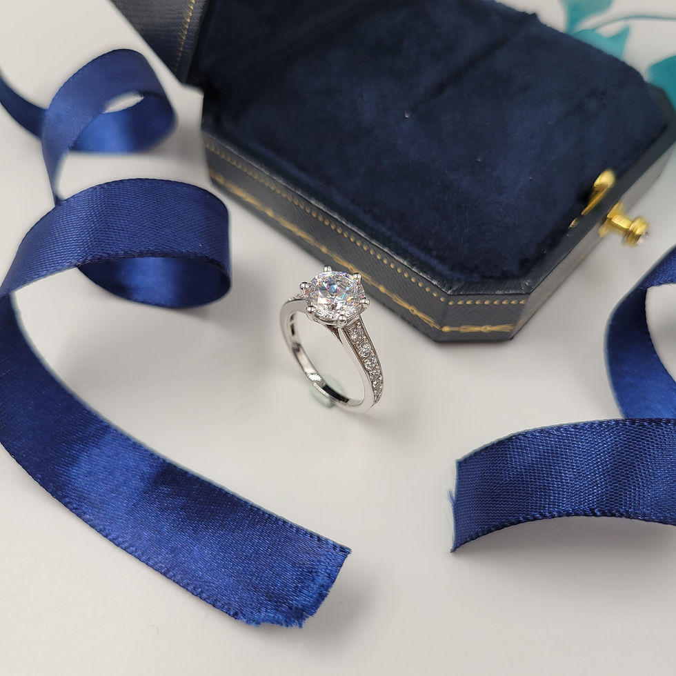 Thumbnail: MR94 - 2 Carat Round Cut 6-prong Moissanite Pave Ring  - 2卡圓形六爪莫桑石伴鑽戒指