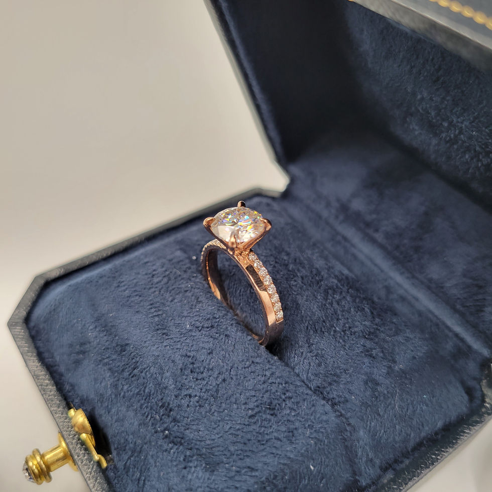 Thumbnail: MR230 - 2 Carat Round Cut Moissanite Double-line Pave Ring - 2卡圓形莫桑石伴碎鑽戒