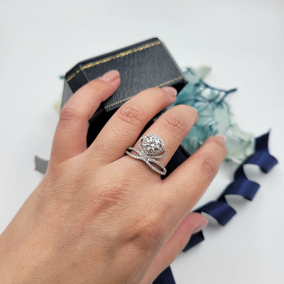 Thumbnail: MR309 - 1 Carat Round Cut Moissnaite Heart Frame Pave Ring - 1卡圓莫桑石心形框伴碎鑽戒