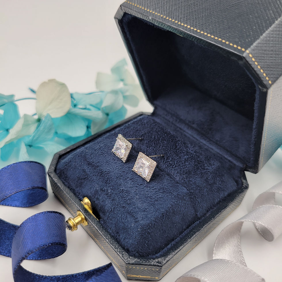 Thumbnail: ME56 - 3 Carat Princess Cut Moissanite Stud Earrings - 3卡公主方莫桑石圍石耳釘