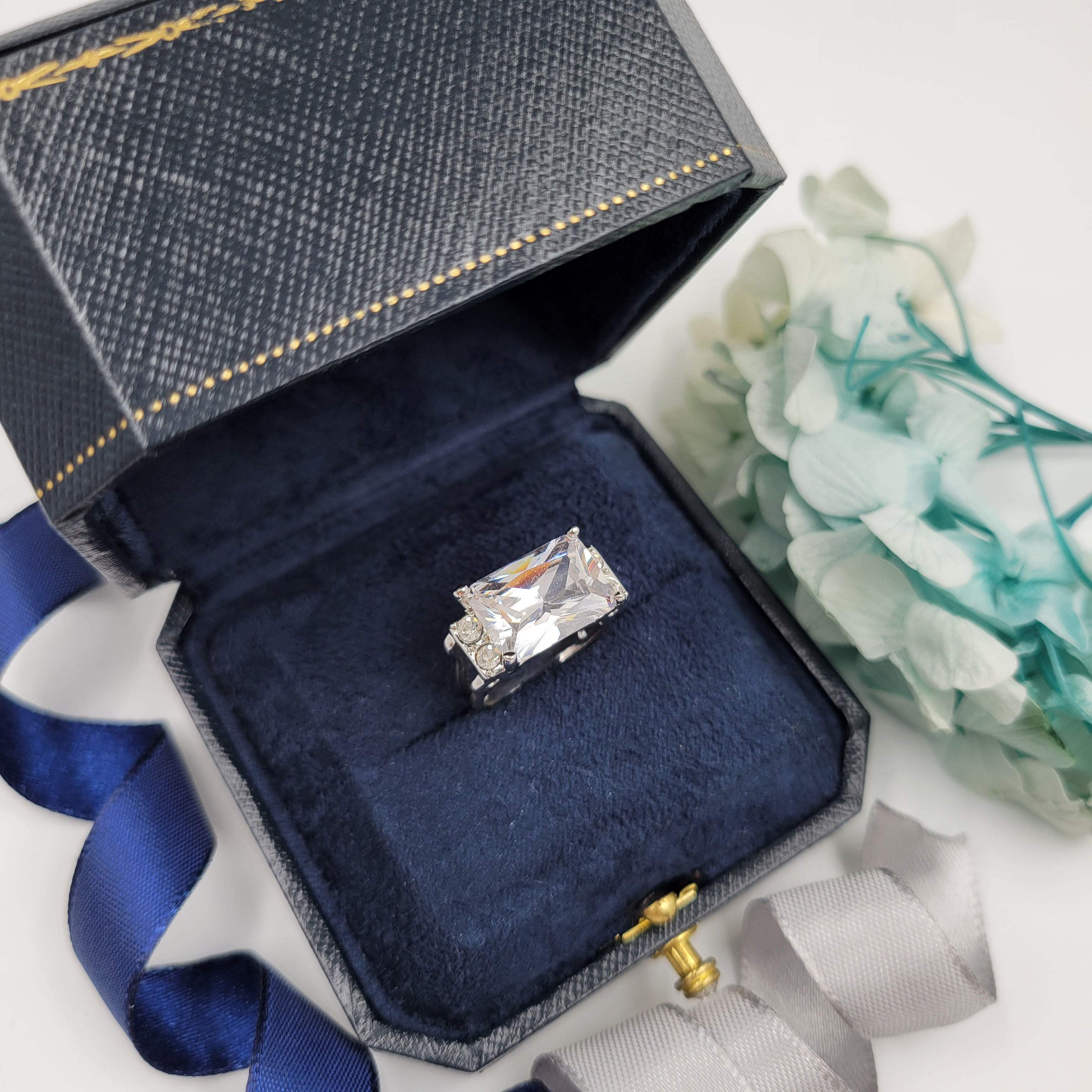 MR293 - 10 Carat Radiant Cut Moissanite Pave Ring - 10卡雷恩斯形莫桑石伴碎鑽戒