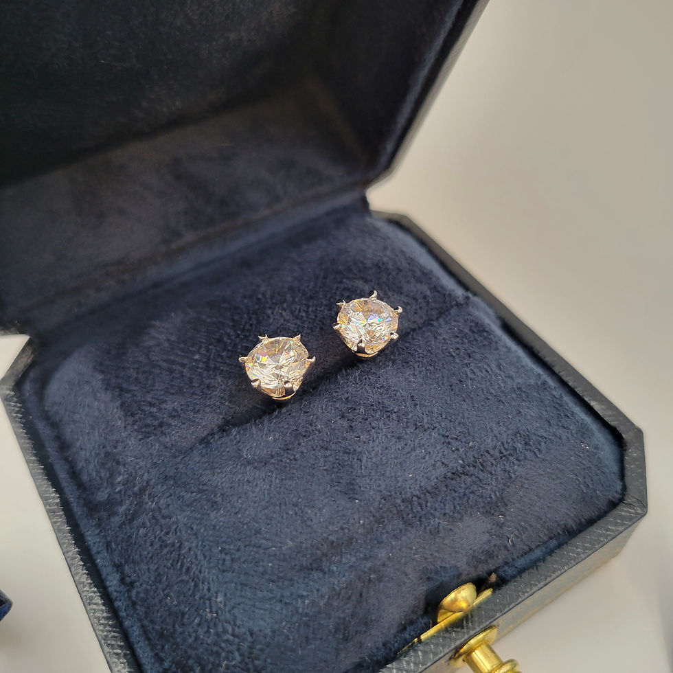Thumbnail: ME53 - 4 Carat Round Cut Moissanite Stud Earrings - 4卡圓形莫桑石耳釘