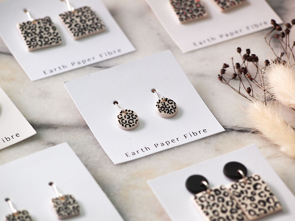 Thumbnail: Black Leopard Print Dangle Earrings