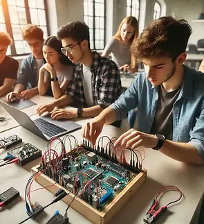 DALL·E 2024-12-05 16.52.51 - A group of students working collaboratively in a classroom or