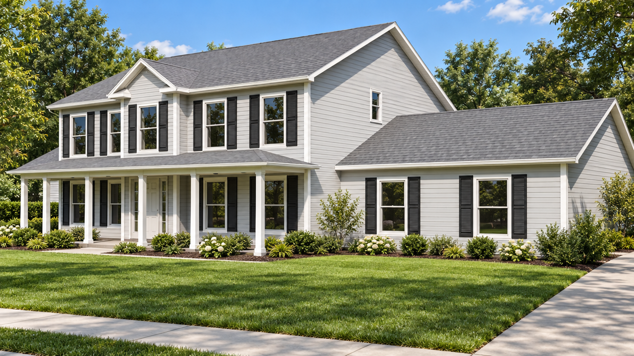 The Newnan Grand B home plan exterior rendering by Quality Family Homes