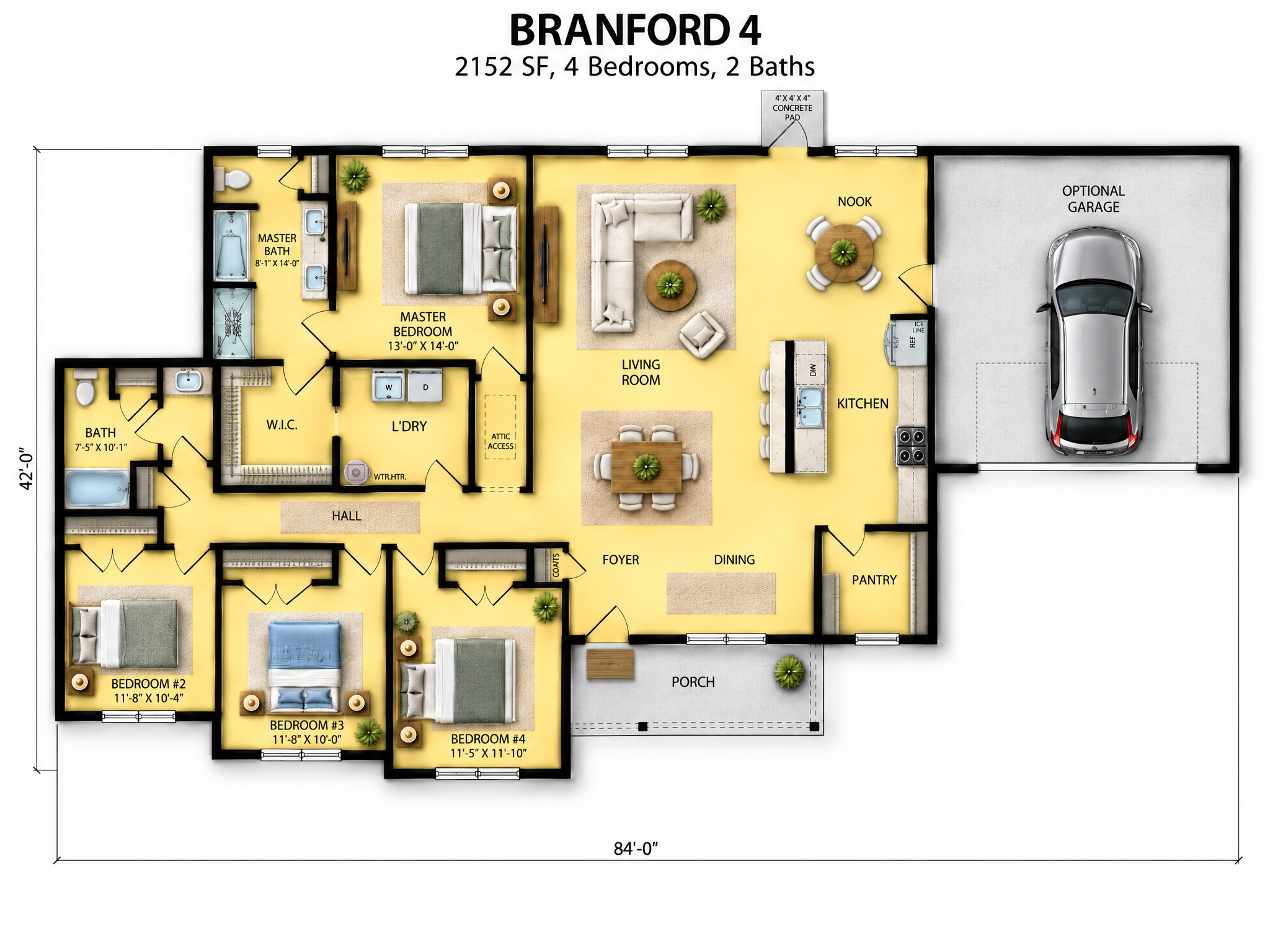 The Branford 4 floor plan by Quality Family Homes