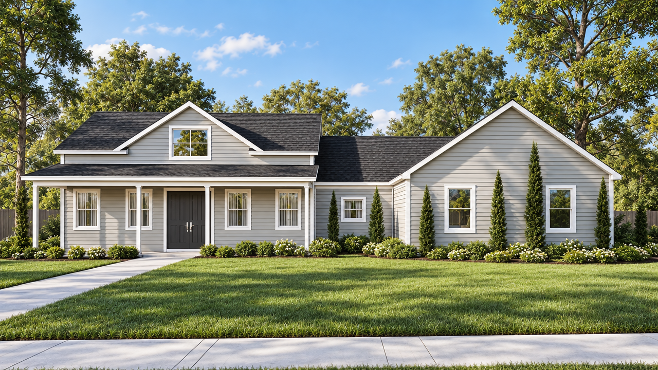 The Marion Oaks home plan exterior rendering by Quality Family Homes