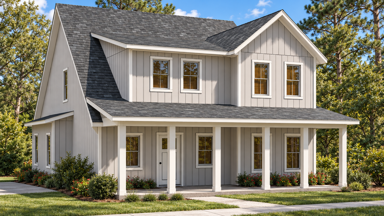 The Hamilton home plan exterior rendering by Quality Family Homes