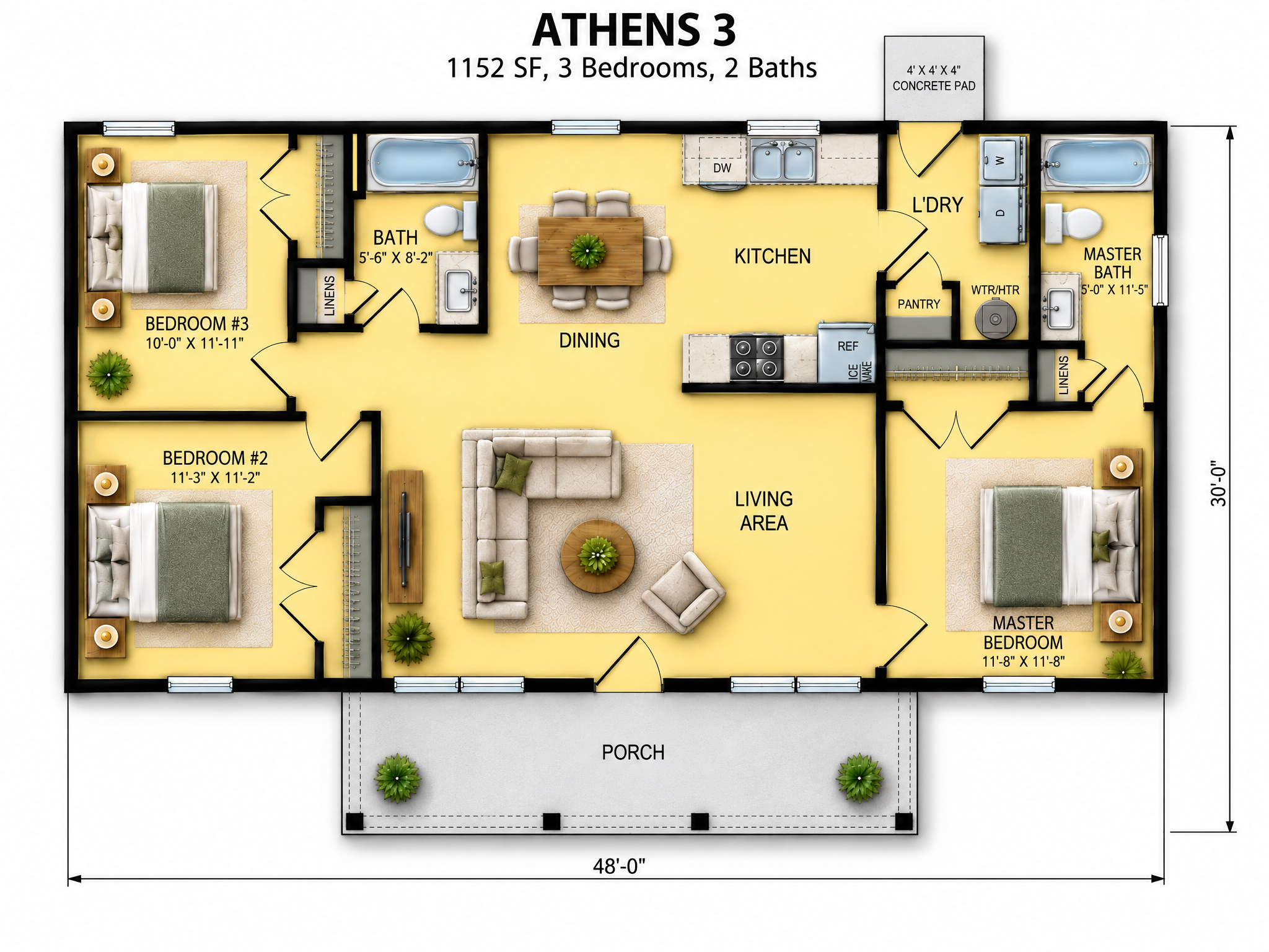 The Athens 3 floor plan by Quality Family Homes