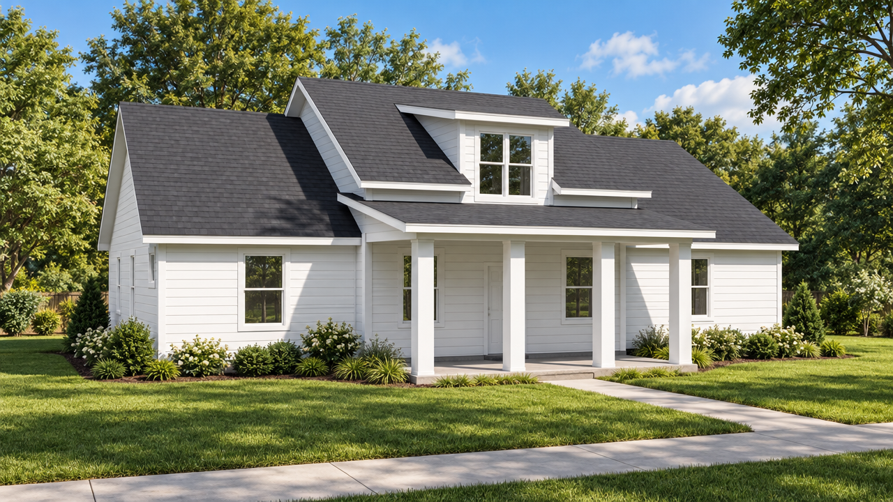 The Monticello home plan exterior rendering by Quality Family Homes