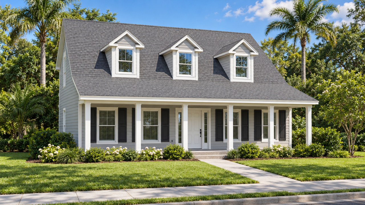 The Quincy home plan exterior rendering by Quality Family Homes