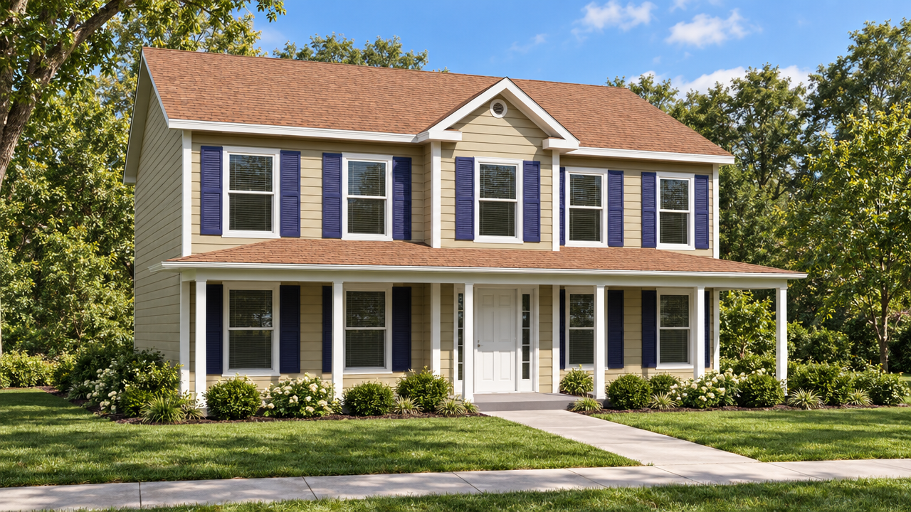 The Newnan B home plan exterior rendering by Quality Family Homes