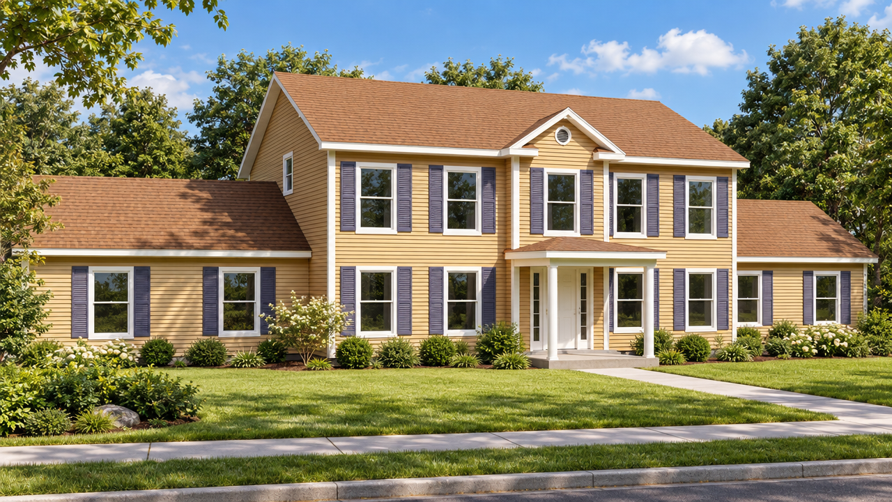 The Newnan Grand A home plan exterior rendering by Quality Family Homes