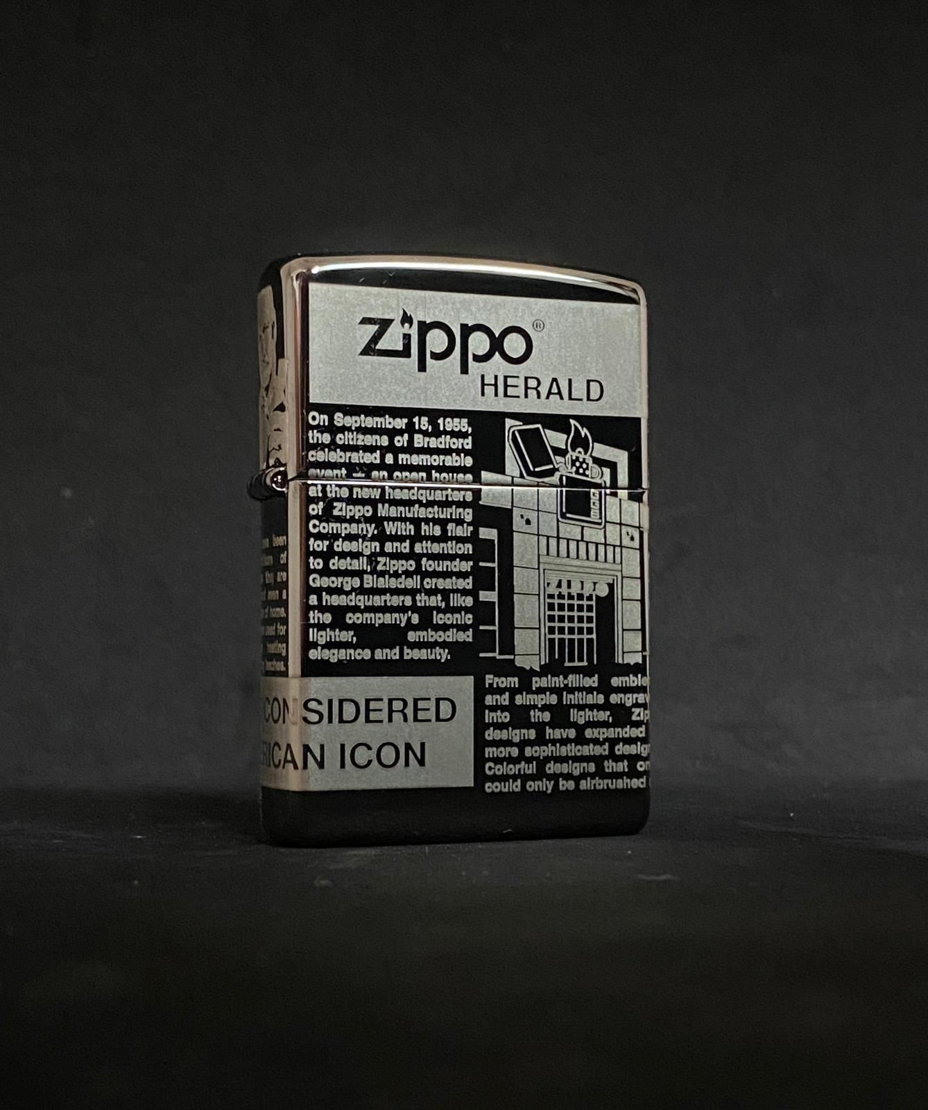 49049 Zippo Newsprint Design 360 Laser Engraved