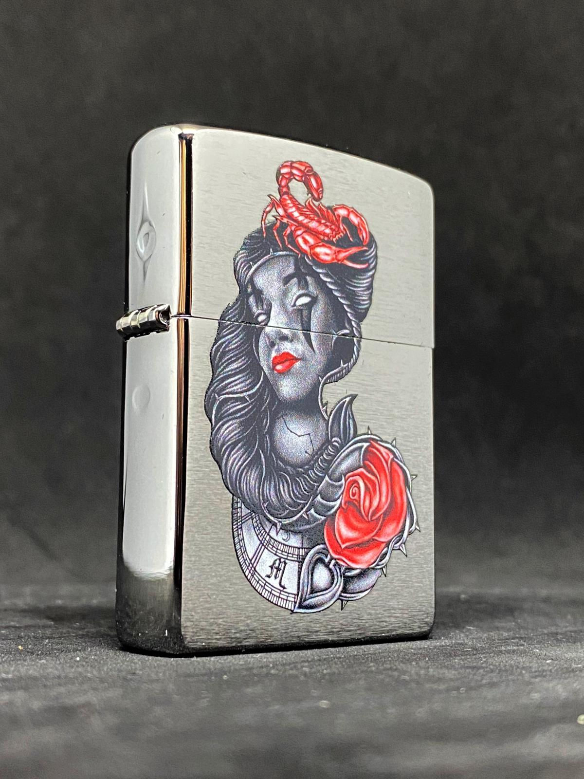 49112 Stylized Tattoo Design Brushed Chrome
