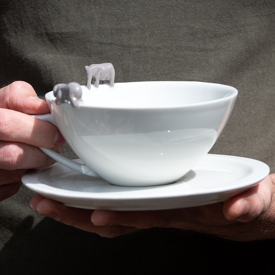 Thumbnail: No Planet B cappuccino, tea or americano set - elephant & turtle 2 cups & plates