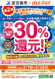 宮古島市×au PAY「au PAYで 宮古島市キャッシュレス還元キャンペーン!!」第2弾実施のお知らせ