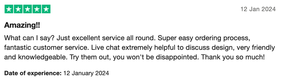 Trustpilot review screenshot where a customer highlights good value for money and a hassle-free experience