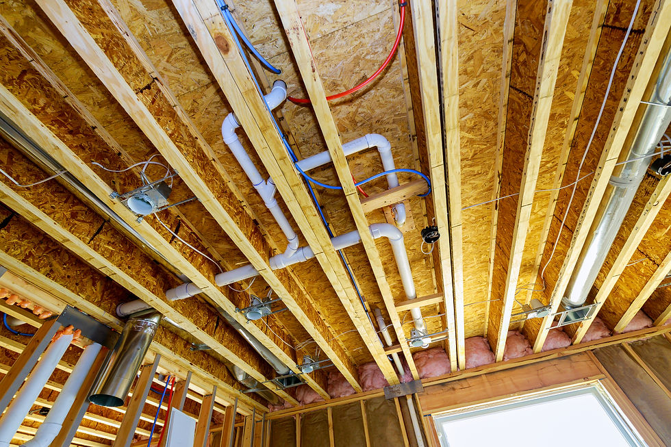 PVC waste water system rough plumbing drainage pipe and fitting complete under constructio