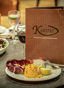 Karma Whitburn restaurant table with menu