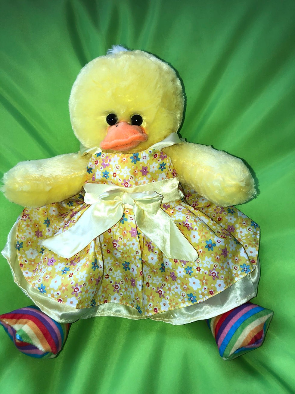 Yellow duck teddy bear with yellow dress