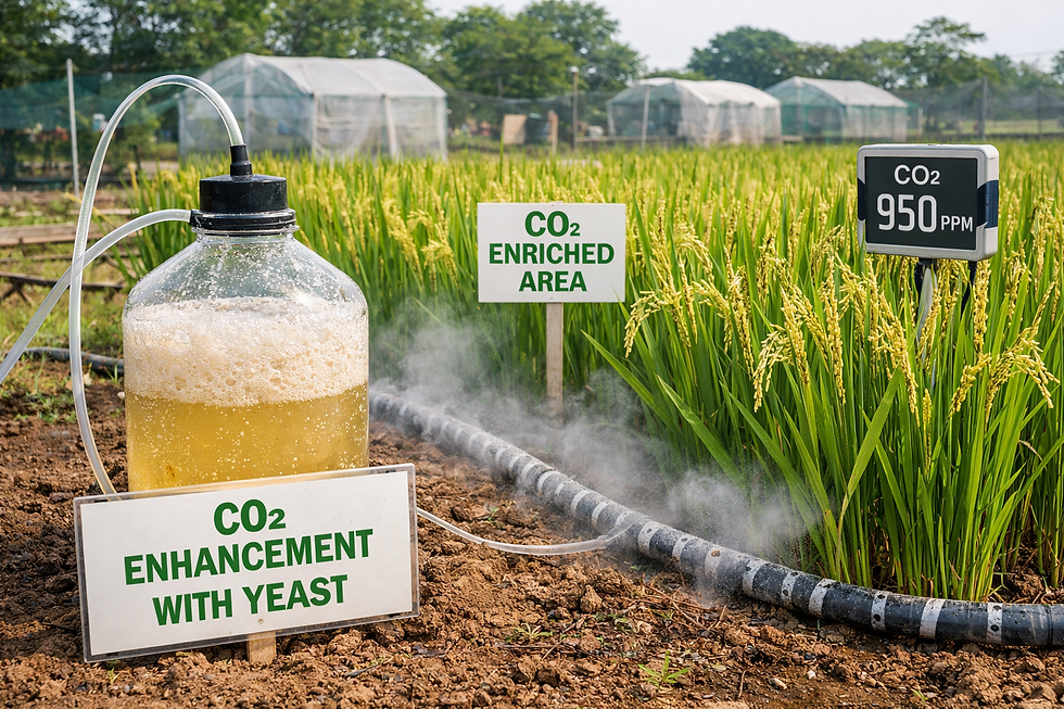 Chapter 1: THE ENHANCEMENT OF FUNDAMENTAL PHOTOSYNTHETIC PROPERTIES, GROWTH AND YIELD IN MR219 AND MR263 RICE VARIETIES VIA EARLY-STAGE CO2 ENRICHMENT TO THE SEEDLINGS BEFORE TRANSPLANTING (THESIS)