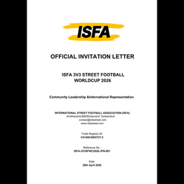 JSFA代表・畑中崇、ISFA 3v3 Street Football World Cup 2026へ正式招待