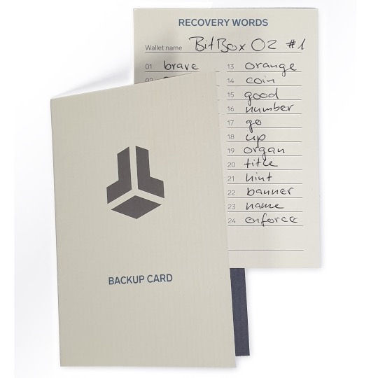 Backup-Karte Vorder /- und Rückseite