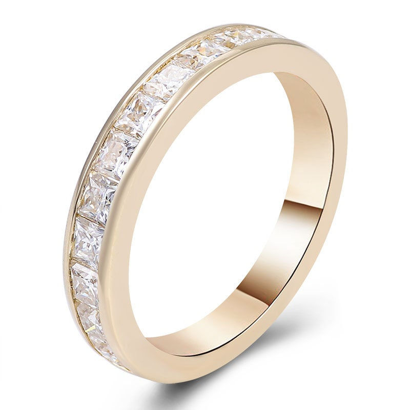 Thumbnail: Princess Cut Channel set wedding band in 14k Solid gold 2.50mm Princess Channel
